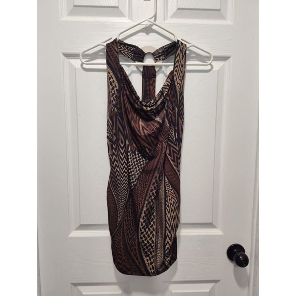 Ricki's Sz Medium Snakeskin print V-Neck Sleeveless Top W/ Rucheing At Waist - Picture 12 of 12